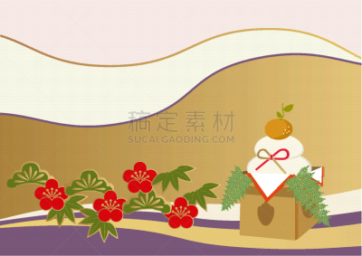 新年前夕,背景,绘画插图,日本,运气,式样,材料,年糕,给予
