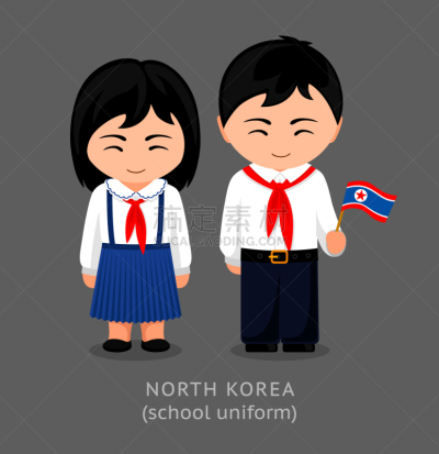 国内著名景点,朝鲜民族,校服,可爱的,家庭,饰头巾,小的,伴侣,女孩,问候