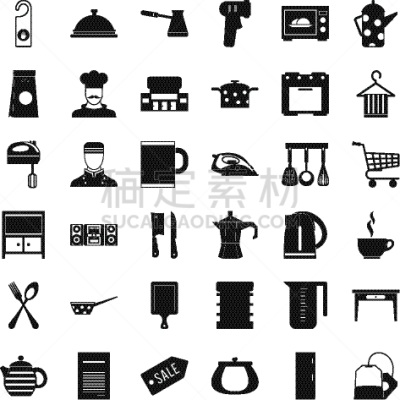 厨房器具,计算机图标,分离着色,菜单,晚餐,食品,锅,汤匙,收集,烹调