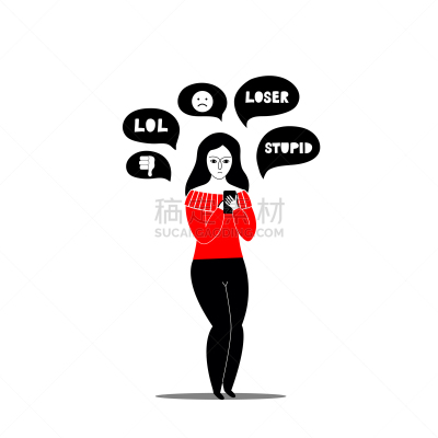 女人,网上交友,儿童,女孩,疲劳的,问题,悲哀,收到,进攻,失败