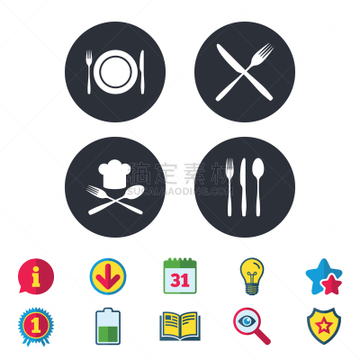 餐刀,盘子,帽子,首领,图标,银餐具,厨房器具,食品,膳食,叉