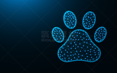 脚印,几何形状,狗,动物,绘画插图,宠物,图像,矢量,爪子,低多边形效果