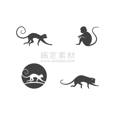 猿,品牌名称,可爱的,传统,野生动物,灵长目,哺乳纲,动物头,吉祥物,绘画插图