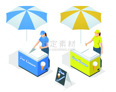 冻结的,街道,冰淇淋,商店,夏天,可爱的,手推车,酷,冰淇淋摊,快餐车