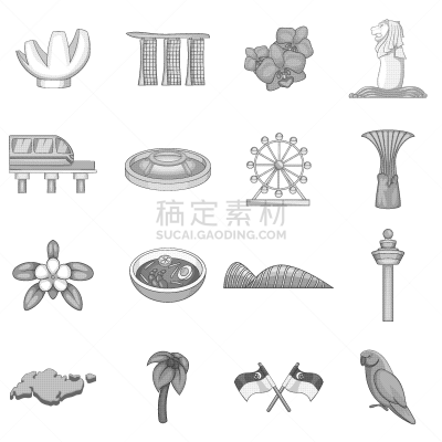 新加坡市,国际著名景点,黑白图片,旅行者,名声,建筑,图像,旅行,布置,旅游