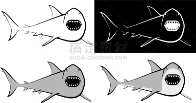 鲨鱼,分离着色,轮廓,图像,蓝鲨,灰角鲨,海洋,大白鲨,品牌名称,捕猎行为
