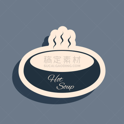 计算机图标,绘画插图,汤,黑色,矢量,热,碗,灰色背景,分离着色,长阴影