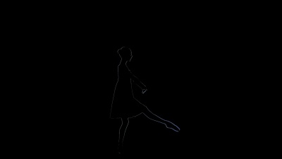 电脑图形女孩芭蕾舞。黑色背景下的慢动作