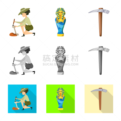 分离着色,组物体,讲故事,品牌名称,木乃伊化的,斧,法老,埃及,布置,渴望