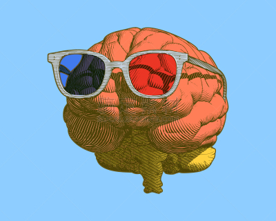 绘画插图,眼镜,三维图形,蓝色,分离着色,脑部,灵感,艺术,波普风,水平画幅