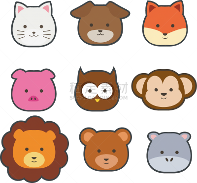 可爱的,动物,卡通,猴子,图像,猫,狗,狮子,猫头鹰,可爱