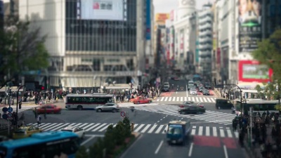  延时 日本东京涉谷路口。