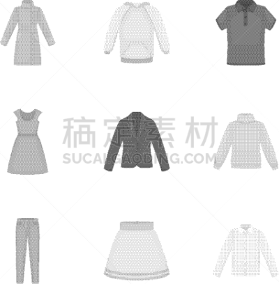 巨大的,时尚,计算机图标,服装店,单色调,分离着色,商务,外套,布置,收集