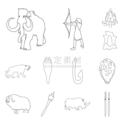 轮廓,计算机图标,新生活,石器时代,分离着色,时间,人,男人,布置,收集