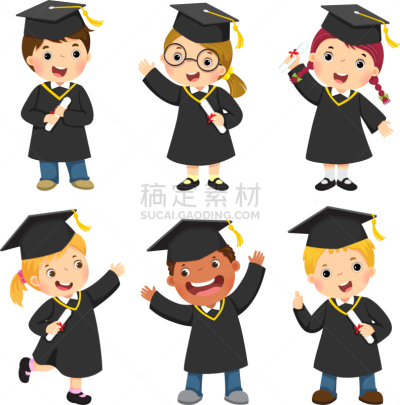 毕业礼服,学位帽,儿童,可爱的,多样,奖,欢呼,毕业