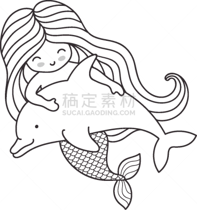 可爱的,海豚,美人鱼,华丽的,直的,肖像,公主,女人,游泳