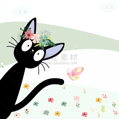 猫,夏天,黑色,婴儿,家庭花园,生日,可爱的,自然,请柬,热带雨林