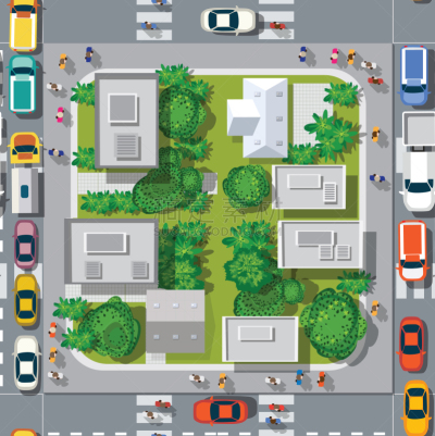 顶部,视角,沥青,卡车,汽车,交通,公路,草,行人,人行道