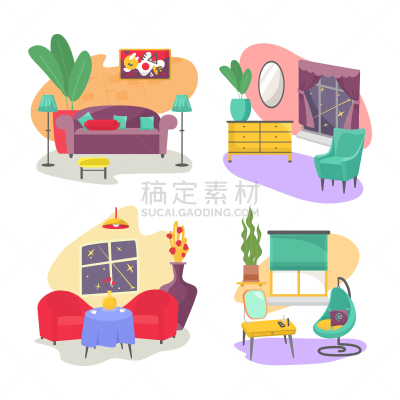起居室,家具,室内,四个人,过肩视角,分离着色,办公椅,背景分离,拍照,布置