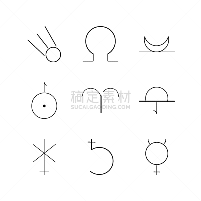 轮廓,直的,计算机图标,图标集,图像,矢量,彗星,天王星,日落
