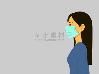 日冕形病毒,健康保健,女人,防污染口罩,现代,蓝色,2019,生物灾害标志,药,面具