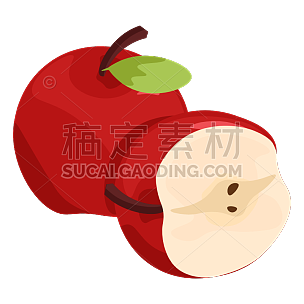 扁平矢量食物品类icon-苹果