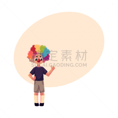 衣服,男孩,假发,小丑鼻,生日,分离着色,可爱的,白色,红色,教
