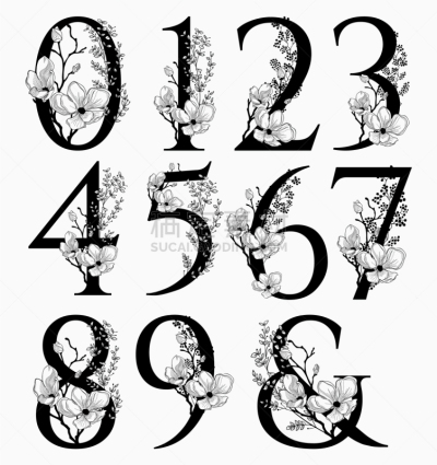 数字,动物手,自然,华丽的,请柬,高雅,字母,字母表次序,绘制,花