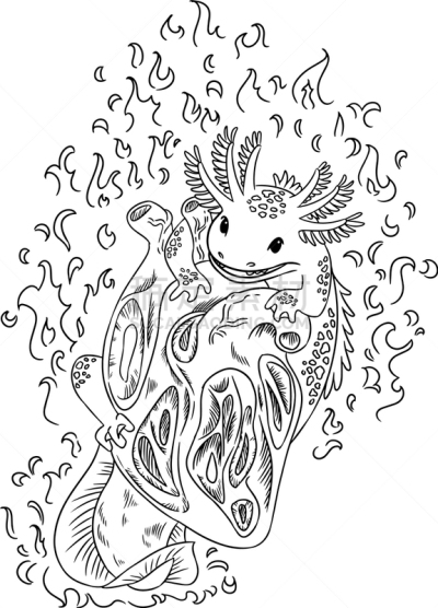 草图,火蜥蜴,动物心脏,摆拍,野生动物,蜥蜴,自然美,数码图形,燃烧