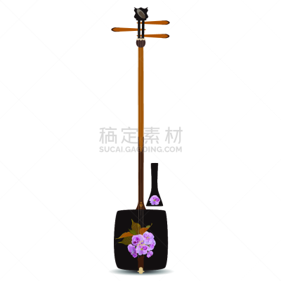 绘画插图,日本,花朵,枝,矢量,三味线,分离着色,樱之花,一个物体,背景分离