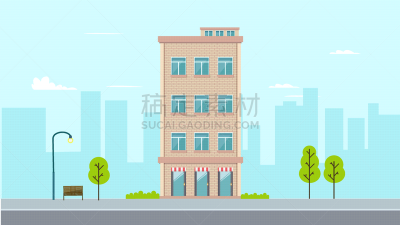 flat apartment design with town