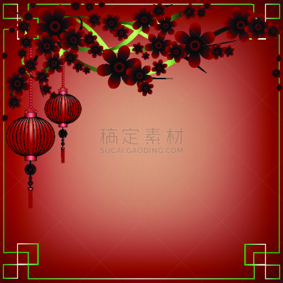 背景,手电筒,明信片,红色,灯笼,2019,枝