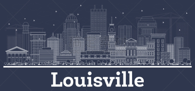 outline louisville kentucky usa city skyline with