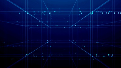 数字网格和数字在虚拟空间无缝循环镜头。