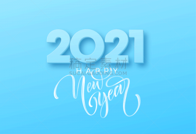 2021,文字,绘画插图,矢量,新年前夕,蓝色背景,画笔,贺卡,倒计时,一月