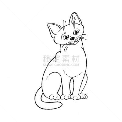 动物,草图,猫,矢量,分离着色,可爱的,动物主题,背景分离,肖像,橙色