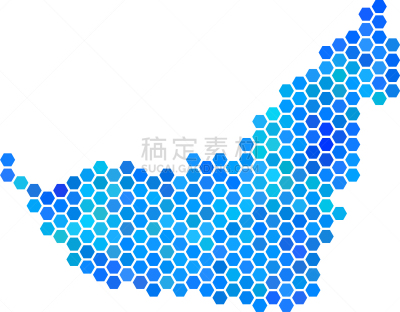阿拉伯联合酋长国,六边形,青绿色,自然地理,国内著名景点,斑点,点状,概念