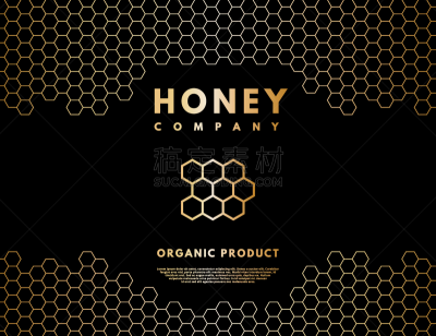 honey logo with gold gradient honeycombs in frame
