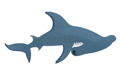 矢量,水下,巨大的,白色背景,动物,双髻鲨,绘画插图,简单,平坦的,设计