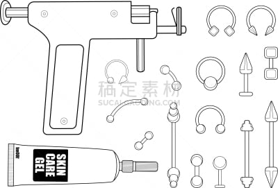 穿洞的,设备用品,分离着色,轮廓,白色,健康保健,铬合金,图像,钢铁