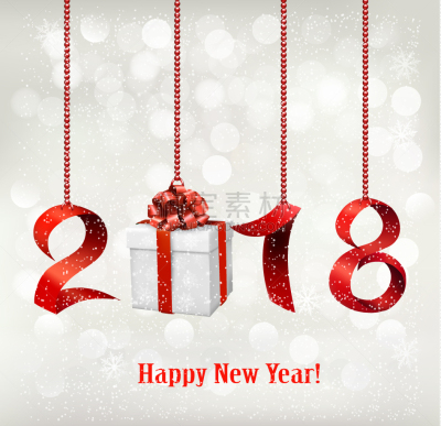 2018,礼物,新年,背景,红色,事件,机遇,概念,问候,庆祝