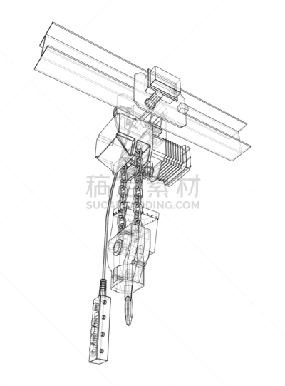 轮廓,提举,矢量,概念,滑车,制造机器,蓝图,建筑业,设备用品,草图