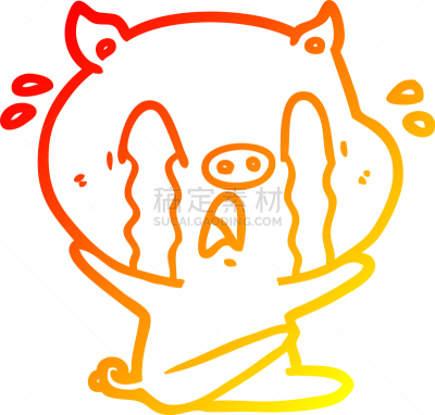 热,猪,山,铅笔画,卡通,不高兴的,图像,艺术,性格,哭