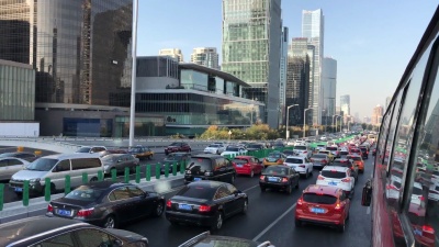 北京城市街道交通堵塞