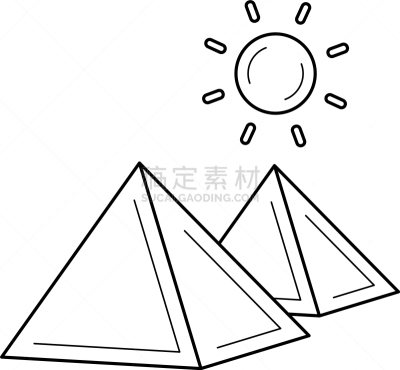 吉萨金字塔群,计算机图标,线条,分离着色,轮廓,旅途,直的,图像,度假