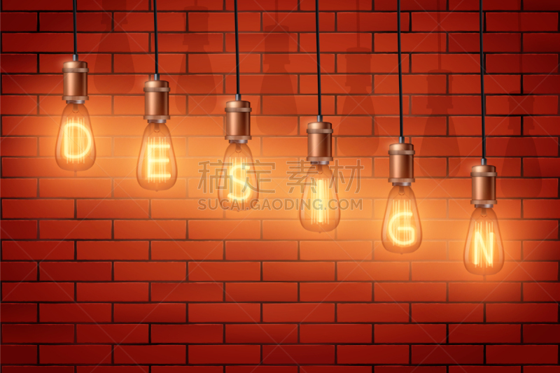 retro edison light bulb text