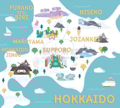 北海道,公寓,形状,海洋,分离着色,矢量,国境线,剪影