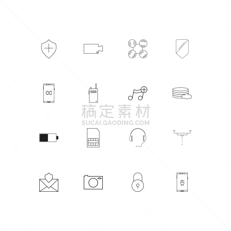 轮廓,直的,计算机图标,耳机,SIM卡,相机,网络服务器,云,图像,矢量