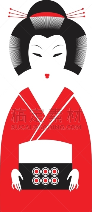 亚洲,假发,传统,和服,红色,寿司,人,海产,食品,表演者