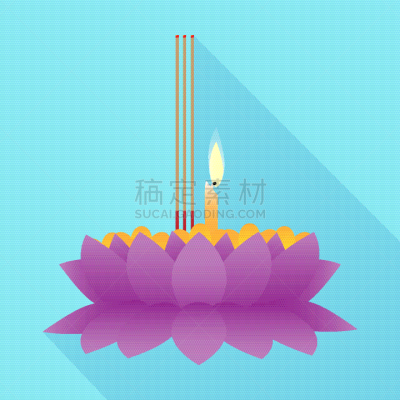 泰国,绘画插图,矢量,蓝色背景,传统节日,传统,背景分离,熏香,节日,夜晚